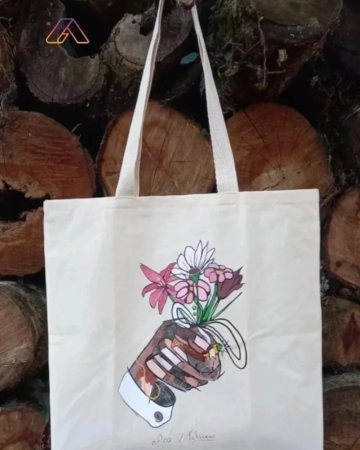 Ecobag com estampa artística de flores